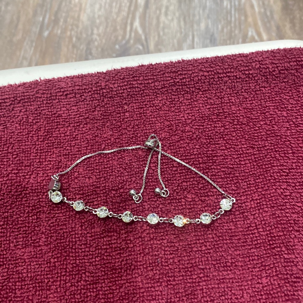 Silver and Cz ankle bracelet.